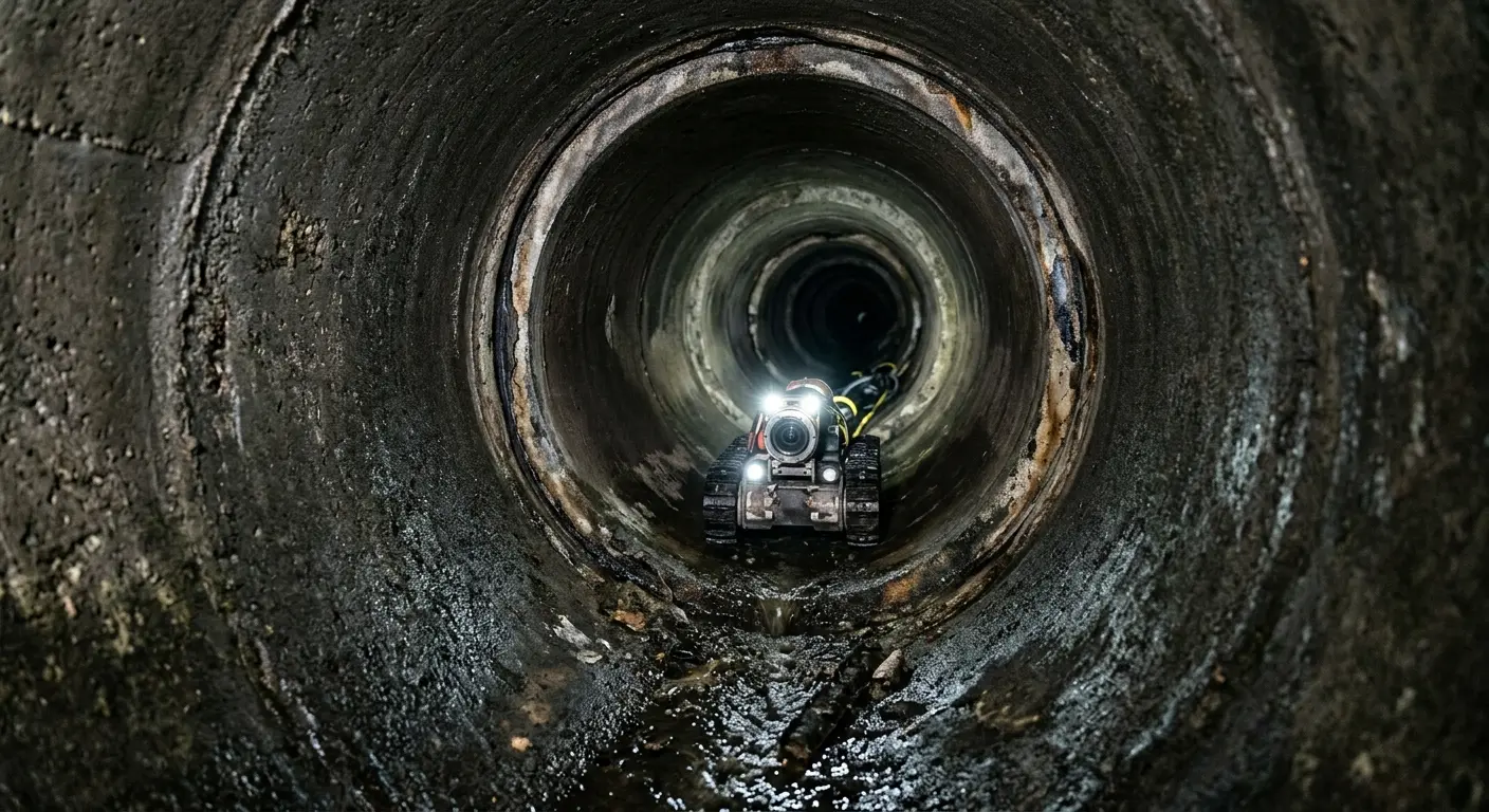 Robotic sewer camera inspecting pipe interior for Sewer Line Cleaning in Hoffman Estates